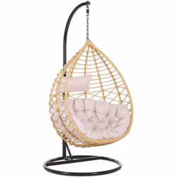 Fauteuil œuf suspendu en polyrotin. Ce fauteuil balançoire en osier peut remplacer un fauteuil traditionnel dans votre espace ...