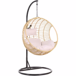 Fauteuil œuf suspendu en polyrotin. Remplacez un fauteuil traditionnel par cette chaise balançoire en rotin PE dans votre esp ...