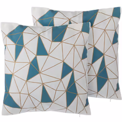 2 coussins avec housses en tissu coton motif triangulaire bleu. Apportez une touche moderne à votre intérieur ! Ces coussins  ...