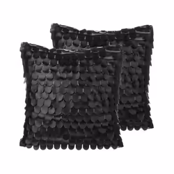 Lot de 2 coussins motifs écailles en cuir PU noir 45 x 45 cm LOBELIA