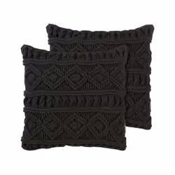 Lot de 2 coussins noirs en macramé 45 x 45 cm MUDANYA