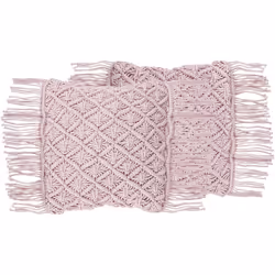 Lot de 2 coussins décoratifs en coton macramé rose avec franges. En apportant une touche boho à votre intérieur, ces coussins ...
