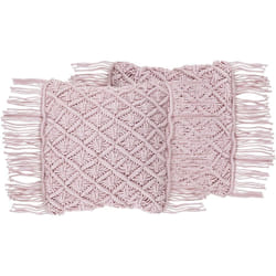 Beliani - Lot de 2 Coussins Décoratifs Rose Clair 40 x 40 cm en Coton Macramé avec Franges pour Intérieurs au Style Boho, Rustiques et Scandinaves