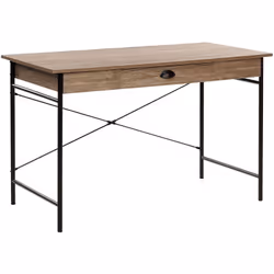 Bureau au design industriel avec tiroir pratique et pieds en métal noir. Équipé d'un tiroir pratique et spacieux, ce bureau e ...