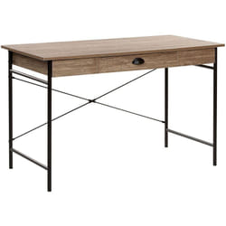 Table Bureau Effet Bois Foncé avec Pieds en Métal Noir et Tiroir Pratique Design Ergonomique et Tendance pour Chambre ou Salon Industriel Beliani