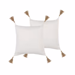 Lot de 2 coussins décoratifs beiges à pompons 45 x 45 cm AZALEA