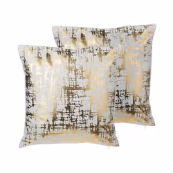Lot de 2 coussins 45 x 45 cm au motif abstrait doré GARDENIA