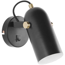 Lampe Murale Applique en Métal Noir avec Eléments Dorés E27 Max 25W avec Abat-jour Réglable Ajout Idéal pour Chambre ou Salon Minimaliste Beliani
