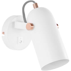 Lampe Murale Applique en Métal Blanc avec Eléments Cuivrés E27 Max 25W avec Abat-jour Réglable Ajout Idéal pour Chambre ou Salon Minimaliste Beliani