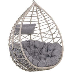 Beliani - Fauteuil Suspendu en Rotin Gris avec Coussin pour Usage à l'Intérieur et Extérieur au Design Bohème Très Tendance