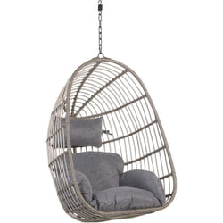 Fauteuil Suspendu en Rotin Gris avec Coussin Assorti Très Confortable pour Intérieur et Extérieur au Style Bohème Beliani