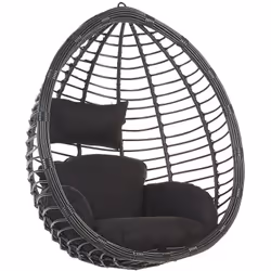 Fauteuil œuf suspendu en polyrotin. Ce beau fauteuil suspendu de type oeuf apportera beaucoup de confort à votre chambre ou s ...