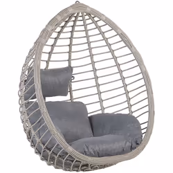 Fauteuil œuf suspendu en polyrotin. Ce beau fauteuil suspendu de type oeuf apportera beaucoup de confort à votre chambre ou s ...