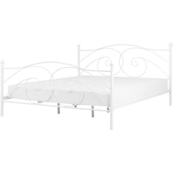 Lit Double en Métal Blanc 140 x 200 cm Elégant et Romantique pour Chambre au Style Contemporain ou Boho Beliani