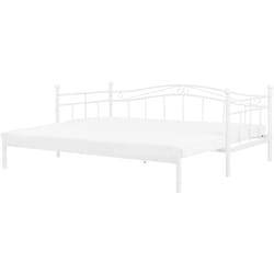 Lit Banquette Extensible en Métal Blanc 80 / 173 x 200 cm Elégant et Romantique pour Chambre Moderne ou Contemporaine Beliani