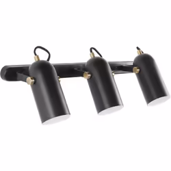 Applique murale noire au style minimaliste et industriel avec 3 abat-jours. Cette applique industrielle pratique s'intègre fa ...