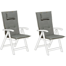 Beliani - Lot de 2 Coussins d'Assise en Tissu Gris Graphite pour Extérieur à Fixation Toscana