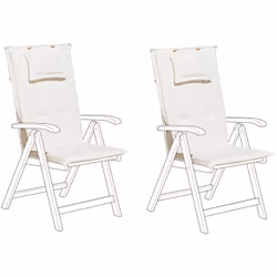2 coussins d'assise en tissu anti-UV blanc cassé pour chaises de jardin. Un lot pratique de 2 coussins d'assise extrêmement c ...