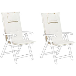 Lot de 2 Coussins d'Assise en Tissu Blanc Cassé pour Extérieur à Fixation Toscana