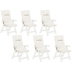 Lot de 6 Coussins d'Assise en Tissu Blanc Crème pour Extérieur à Fixation Toscana