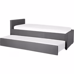 Lit avec tiroir. Avec un mélange de fonctionnalité et de style, ce lit gigogne, tapissé en lin polyester durable, est un ajou ...