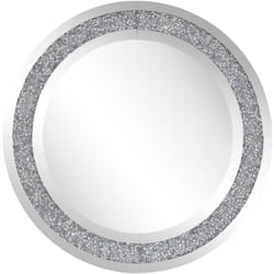 Miroir Mural Rond avec Cadre Décoratif Argenté Effet Cristaux 70 cm de Diamètre Idéal pour Salon ou Chambre Glamour et Chic Beliani