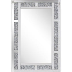 Miroir Mural Rectangulaire avec Cadre Décoratif Argenté Effet Cristaux 60 x 90 cm Idéal pour Salon ou Chambre Glamour Chic et Moderne Beliani