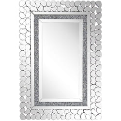 Beliani - Miroir Mural Rectangulaire avec Cadre Décoratif Argenté Effer Cristaux de Verre 60 x 90 cm Idéal pour Salon ou Chambre Glamour Chic et