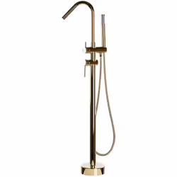 Robinet autoportant. Ce mitigeur de douche moderne convient à toutes les baignoires autoportantes. Grand et élancé, il est él ...
