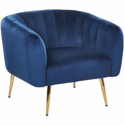 Fauteuil club rembourré cabriolet en velours bleu foncé et pieds en métal dorés. Misez sur le luxe et une ambiance noble qui  ...