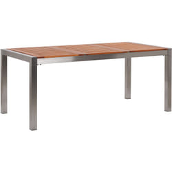 Beliani - Table de Jardin à Plateau en Bois d'Eucalyptus 180 x 90 cm et Acier Argenté Grosseto
