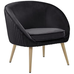 Beliani - Chaise Fauteuil Design Tapissé en Velours Noir avec Pieds Obliques en Bois Idéal pour pour Salon Glamour Vintage et Rétro