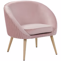Fauteuil au style glamour et rétro en velours rose avec pied en bois. Ajoutez une touche rétro à votre salon avec ce fauteuil ...