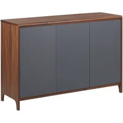 Commode 3 Portes en Panneau de Particules Gris et Bois Foncé Solide Pratique et Décorative Idéale pour Chambre Moderne et Scandinave Beliani