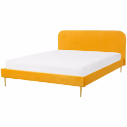 Lit deux places classique. Rehaussez le look de votre chambre avec ce lit rétro et minimaliste. Son revêtement en velours de ...