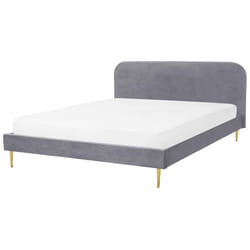 Lit double en velours gris 180 x 200 cm FLAYAT