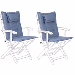 2 coussins moelleux en tissu bleu anti-UV pour chaises de jardin. Ces 2 coussins de couleur bleue pour chaises de jardin assu ...