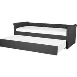 Lit Banquette Gigogne en Tissu Gris Foncé 80 x 200 cm Elégant avec Touche Chesterfield pour Chambre Classique ou Contemporaine Beliani