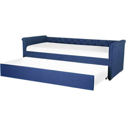 Lit Banquette Gigogne en Tissu Bleu Marine 80 x 200 cm Elégant avec Touche Chesterfield pour Chambre Classique ou Contemporaine Beliani