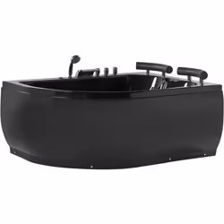 Beliani - Baignoire balnéo noire angle côté gauche avec LED PARADISO