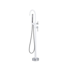Robinet mitigeur sur pied blanc mat et argent chromé TUGELA