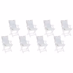 8 coussins moelleux en tissu blanc cassé anti-UV pour chaises de jardin. Ces 8 coussins de couleur blanc cassé pour chaises d ...