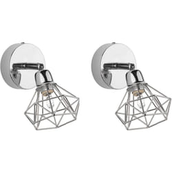 2 Lampes Murales Appliques en Métal Argenté avec Abat-jour Cage Diamant G9 Max 20W pour Éclairage de Salon ou Chambre Style Moderne Beliani