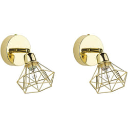 Beliani - 2 Lampes Murales Appliques en Métal Doré avec Abat-jour Cage Diamant G9 Max 20W pour Éclairage de Salon ou Chambre Style Moderne