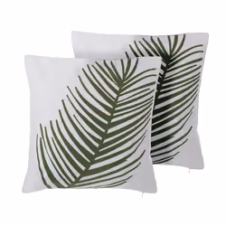 Lot de 2 coussins blancs motif feuille de palmier 45 x 45 cm AZAMI