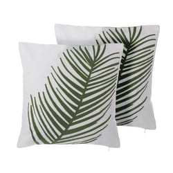 Lot de 2 coussins blancs motif feuille de palmier 45 x 45 cm AZAMI