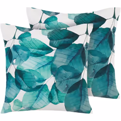 Set de 2 coussins d'extérieur déhoussables à motif feuilles bleu paon sur fond blanc . Vous êtes à la recherche d'un moyen de ...