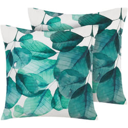 Lot de 2 Coussins Décoratofs d'Extérieur à Motif Feuilles Bleu sur Fond Blanc Housse Amovible et Tissu Résistant Parfait pour Jardin Balcon Beliani