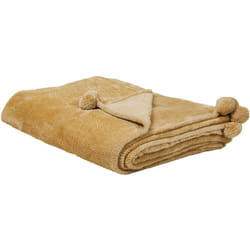 Beliani - Plaid à Pompons Jaune 200 x 220 cm Ultra Doux au Toucher et Très Décoratif Idéal pour Salon ou Chambre au Style Moderne et Scandinave