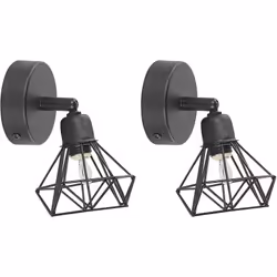 Lot de 2 appliques murales orientables avec abat-jour cage diamant. Ces 2 appliques murales de couleur noire mate en forme de ...